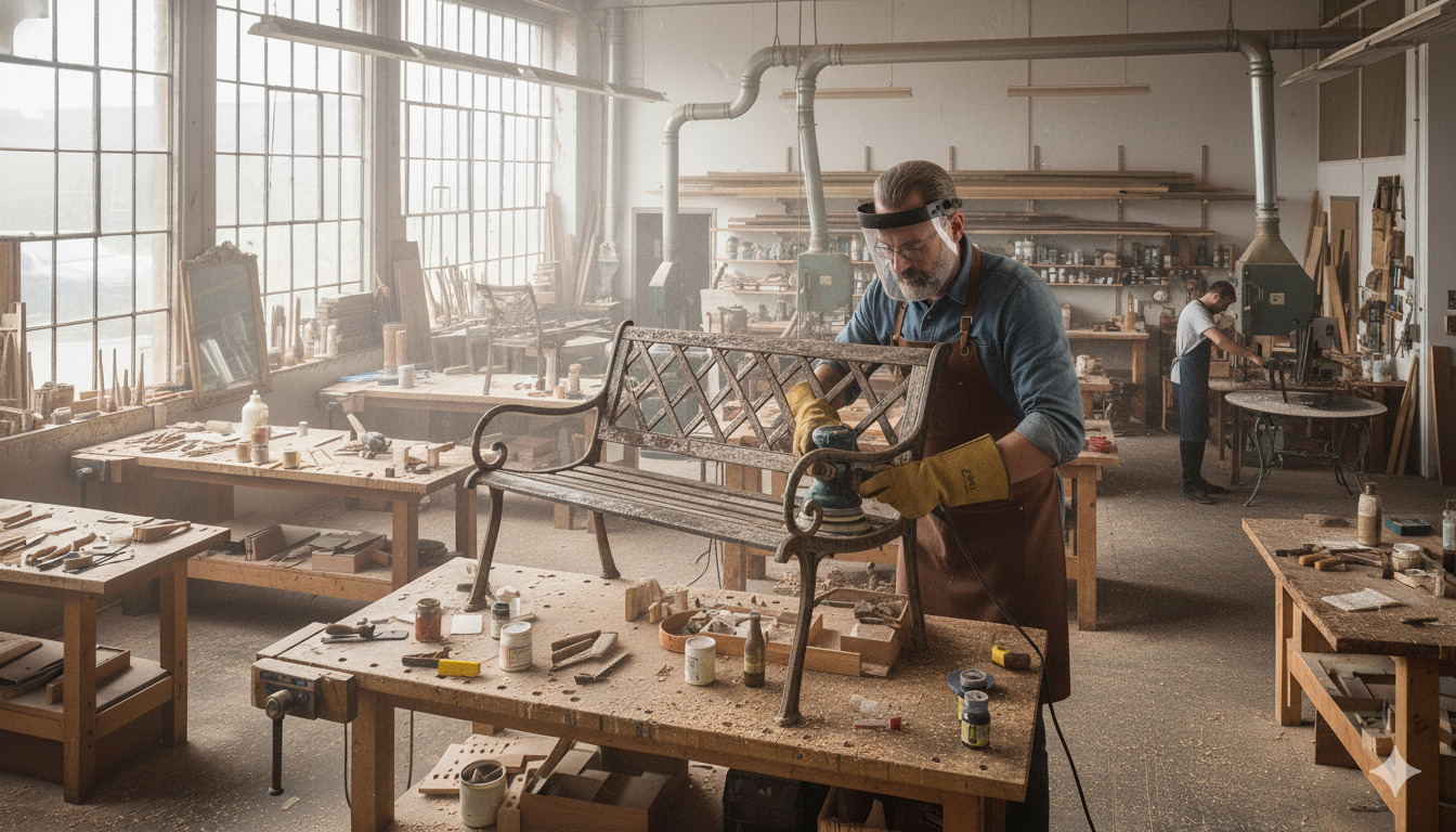 Metal furniture restoration work